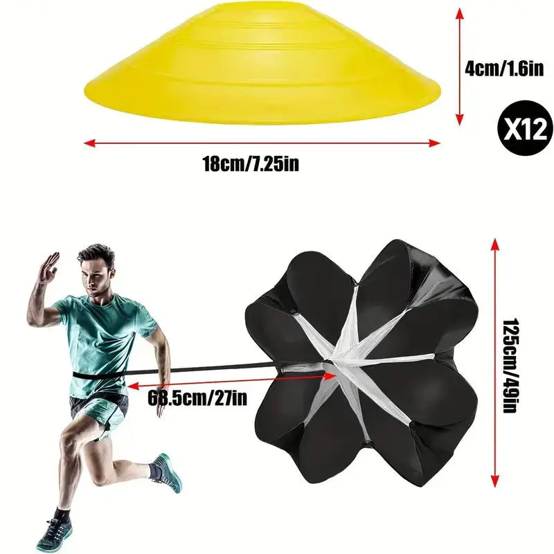 Soccer Training Equipment Fitness Speed Training Resistant Parachute Chute Running Umbrella