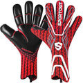 Goalkeeper gloves, men's goalkeeper gloves, football gloves, 4+3mm latex with super strong grip and strong breathability