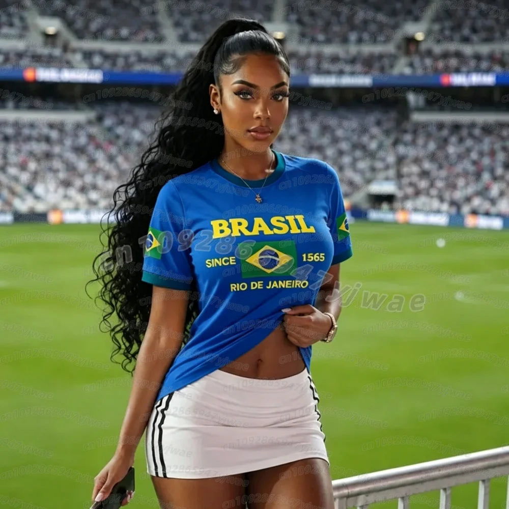 2026 brasil  Soccer Jersey Women Men Sports T-Shirts Plus Size sport casual Jerseys Unisex Graphic women men fans T Shirts