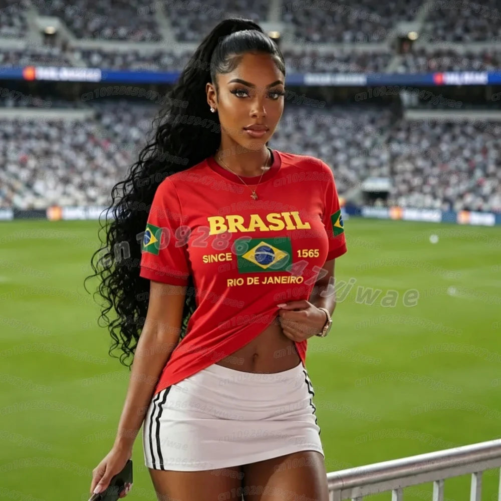 2026 brasil  Soccer Jersey Women Men Sports T-Shirts Plus Size sport casual Jerseys Unisex Graphic women men fans T Shirts