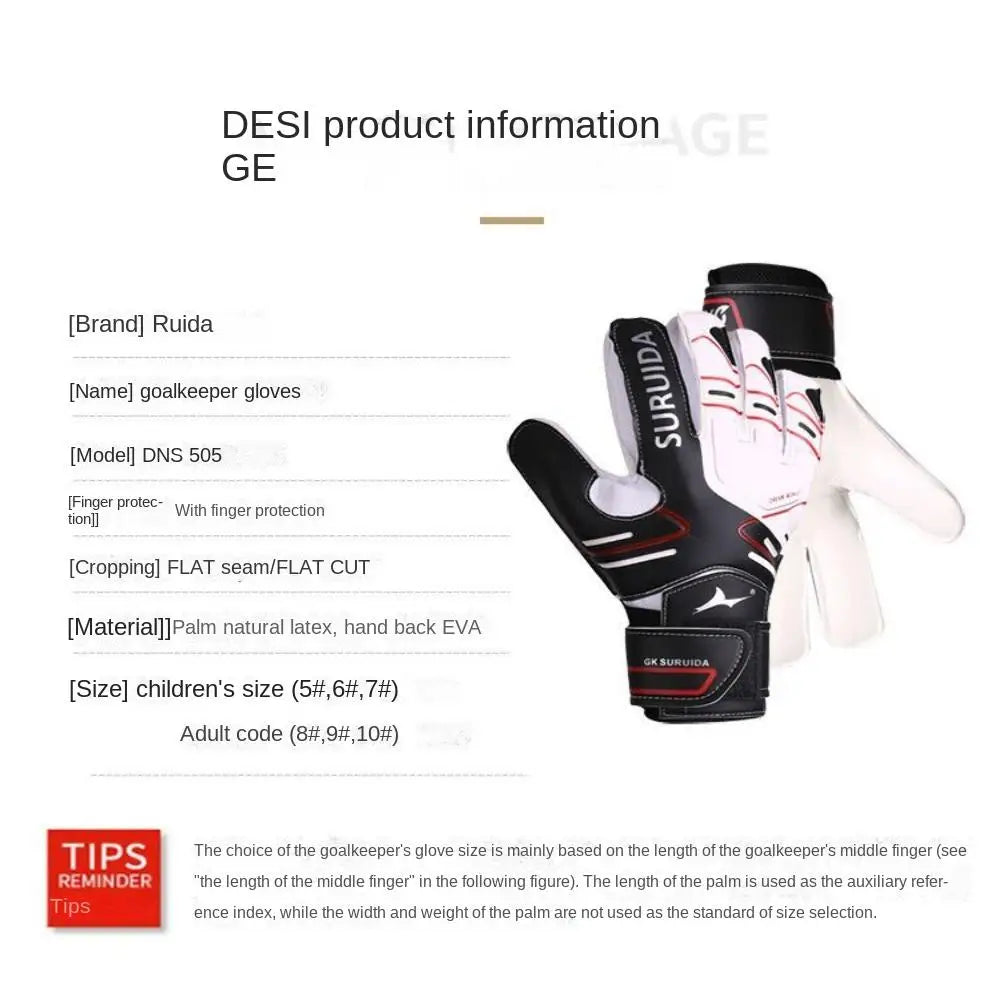 1 Pair Size 5-10 Goalkeeper Gloves Thickened Latex Football Goalie Gloves Adjustable And Breathable