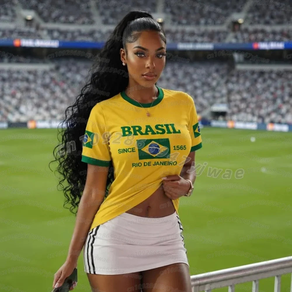 2026 brasil  Soccer Jersey Women Men Sports T-Shirts Plus Size sport casual Jerseys Unisex Graphic women men fans T Shirts