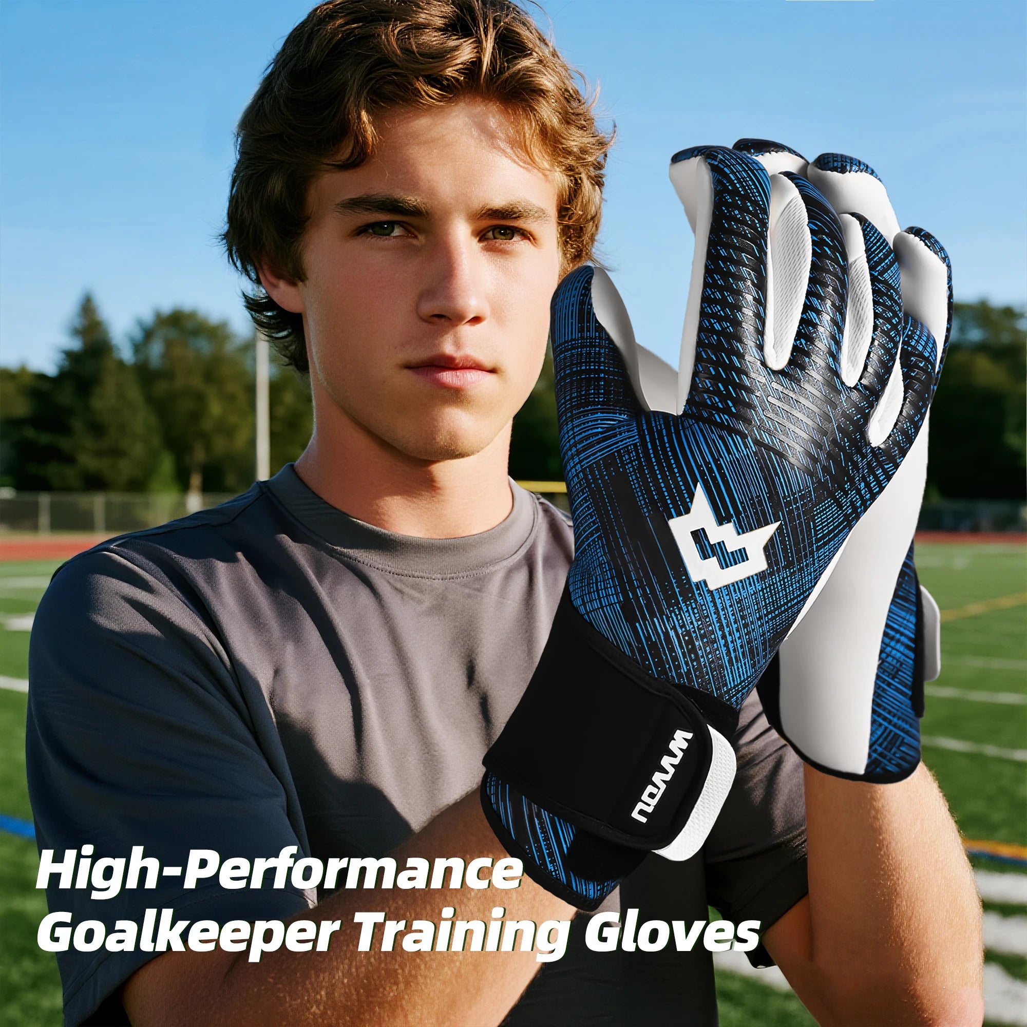 WVVOUgoalkeeper gloves, breathable professional goal keeper gloves with 4+3mm sticky latex palm, Guantes De Portero for training